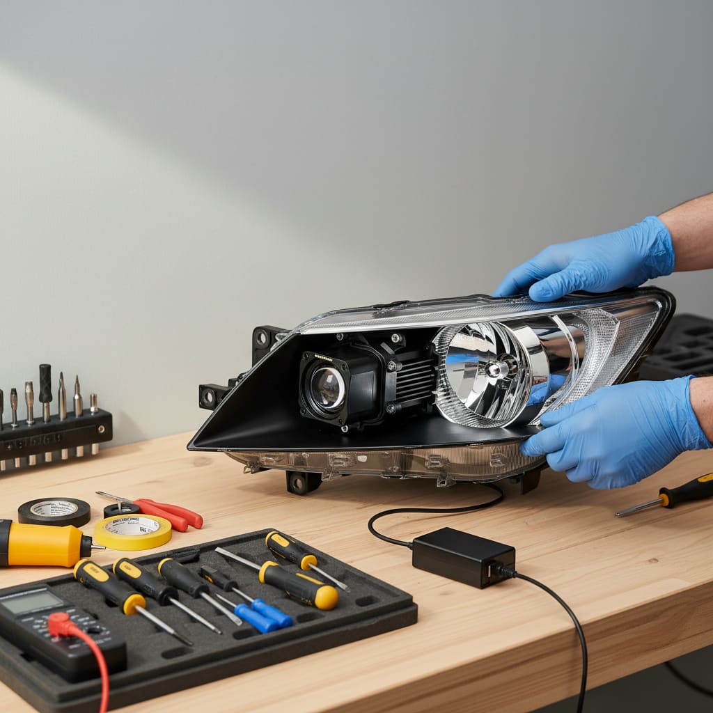 LED/HID projector retrofit installation